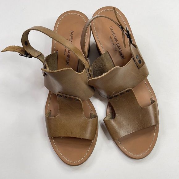 Barbara Barbieri saddle leather stacked heel sandals 9 - Picture 7 of 10
